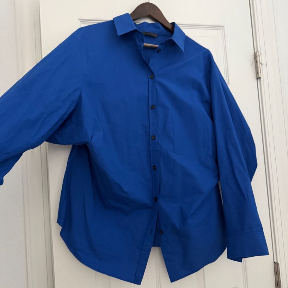 NEVER WORN-Get Ready for Spring- Zara oversized Beautiful "Bluish" Blouse- Large - Picture 12 of 14